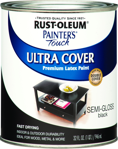 RUST-OLEUM PAINTER'S TOUCH ULTRA-COVER MULTI-PURPOSE ENAMEL PAINT, SEMI-GLOSS BLACK