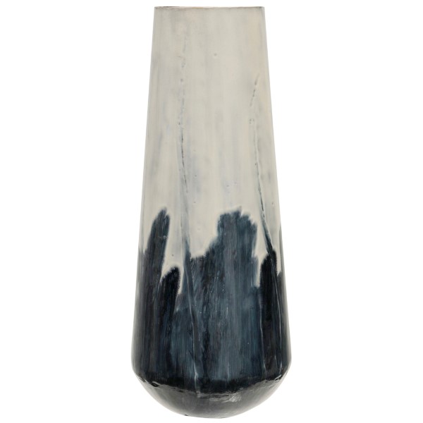 AZURE METAL BLUE/WHT VASE 19X8