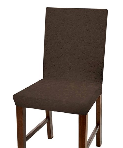 DAMASK DINING CHAIR COVER BROWN