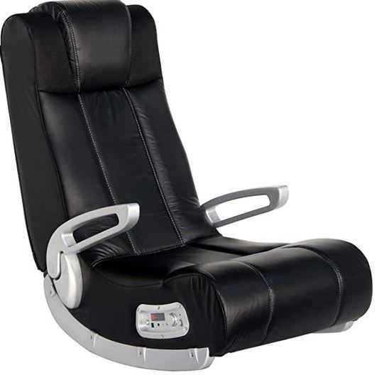 Kids Sound Trek Black/Silver Gaming Floor Rocker