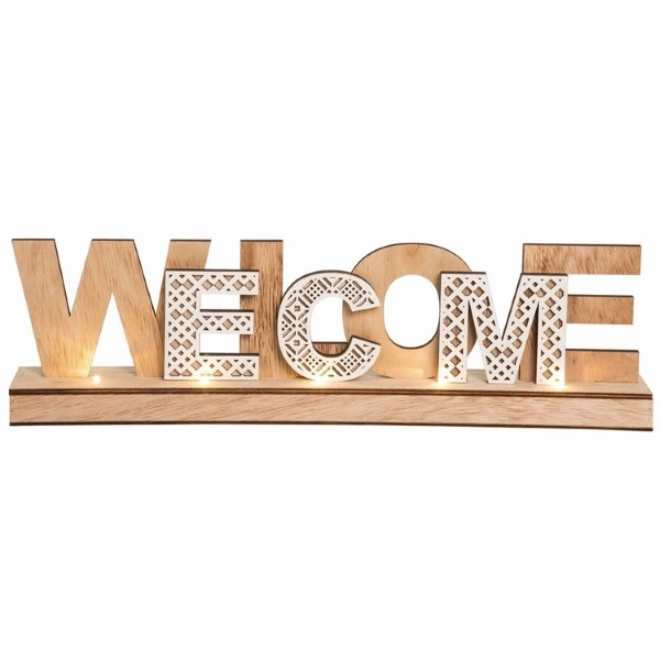 WOOD LIGHT UP WELCOME DECOR