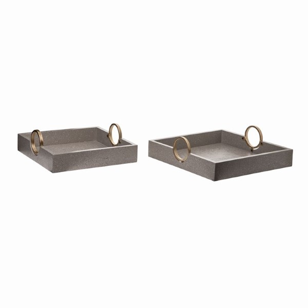 GRAY  MDF TRAYS 2SET