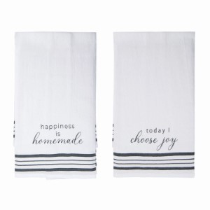 FABRIC JOY/HAPPY TEA TOWEL 2PC