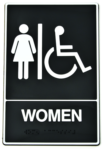 HY-KO DB-2 Graphic Sign, Rectangular, WOMEN, White Legend, Black Background