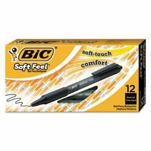 BIC PEN SOFT FEEL MED BLK 12PK