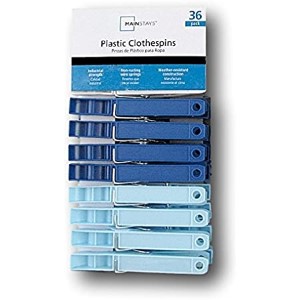 CLOTHESPINS PLASTIC BLUE & WHITE