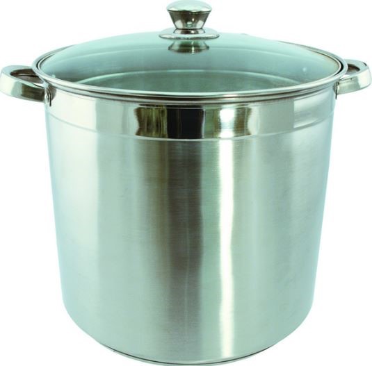 Euro-Ware 3016 Stainless Steel Heavy Duty Stock Pot w/Glass Lid & Steam Vent