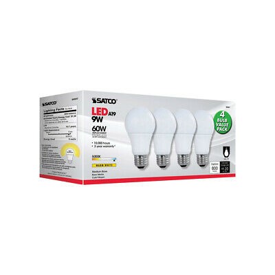 9.5 Watt; A19 LED; Frost; 5000K; Medium base; 220 deg. Beam Angle; 120 Volt;