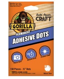 Gorilla GLUE - High Strength Adhesive Dots, Transparent, 150 Piece