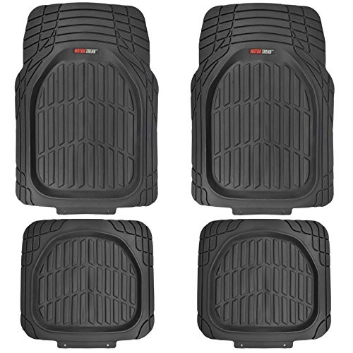 Motor Trend MT-921-BK FlexTough Tortoise - Heavy Duty Rubber Floor Mats for