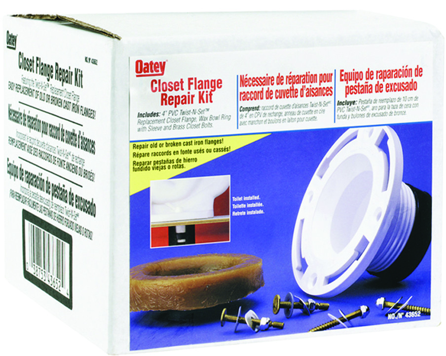 Oatey  Twist-N-Set Closet Flange Repair Kit, 4 in Connection, Pvc, White