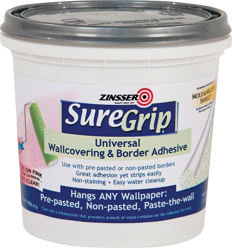 ZINSSER 2874 Wallcovering Adhesive Clear, Clear, 1 qt