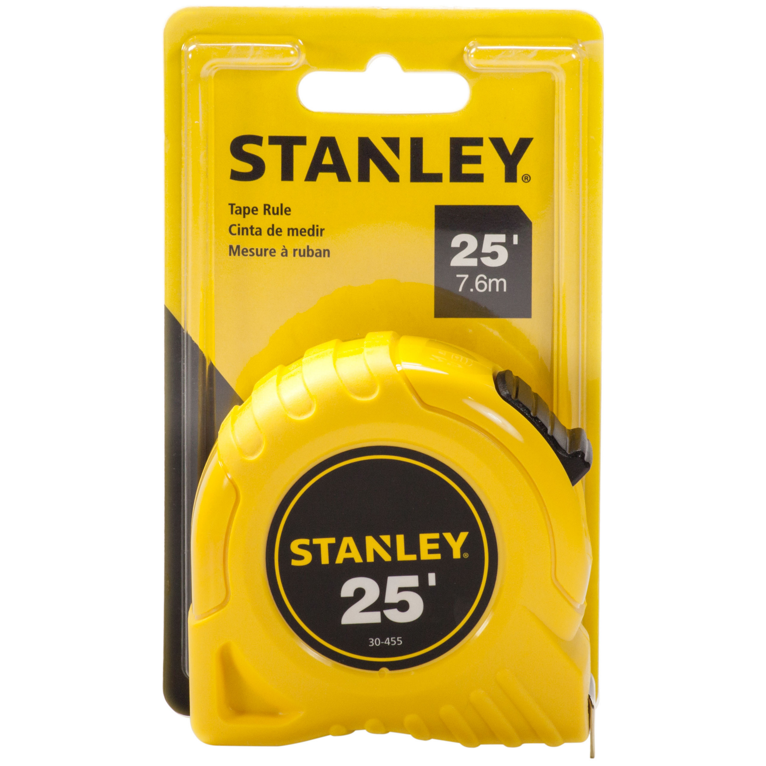 STANLEY 30-455 Measuring Tape, 25 ft L x 1 in W Blade, Steel Blade, Yellow