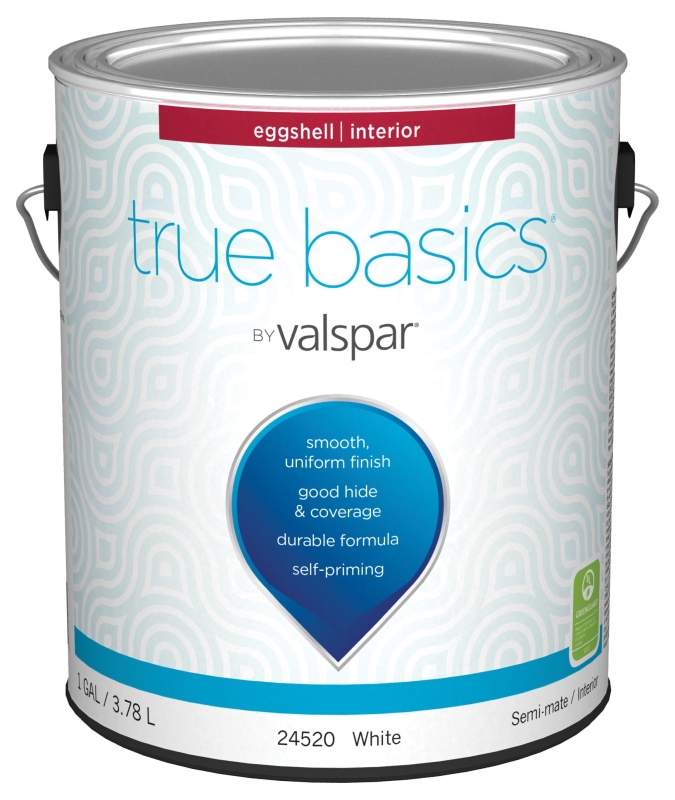 Valspar True Basics 24520 Series Interior Paint, Eggshell, White, 1 Gal