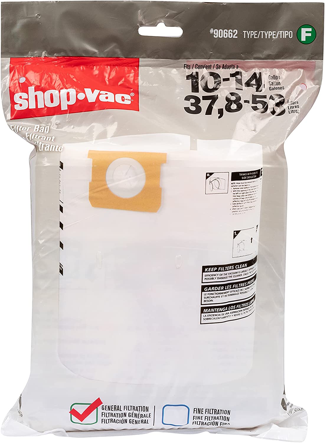 SHOP VAC 10-14GAL FILTER BAGS