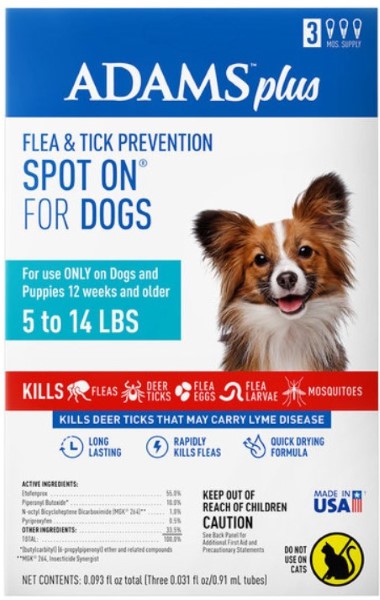 Adams Plus Flea & Tick Spot On for Dogs, Small