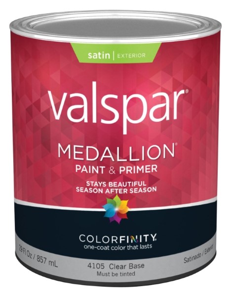 Valspar Latex Exterior House Paint, Satin, Clear, 1 qt