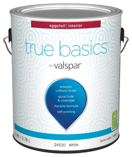 Valspar True Basics 24520 Series Interior Paint, Eggshell, White, 1 Gal