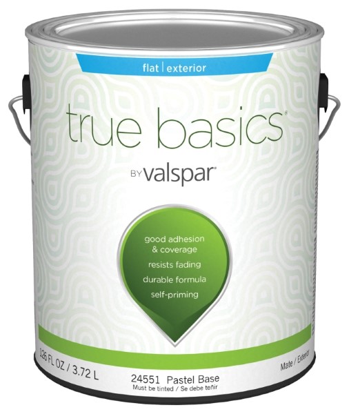 Valspar TRUE Basics 24550 Series Exterior Paint, Flat, Pastel Base, 1 gal