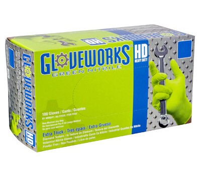 GLOVES HD GREEN NITRILE MED 100