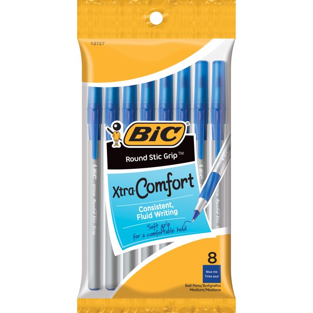 BIC Xtra Comfort Round Stic Medium Ballpoint Pens Blue - 8ct