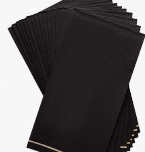 BLK/GLD Stripe Guest Napkins 16P