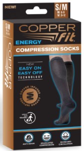 Copper Fit Energy Knee High Compression Socks Black, S/M