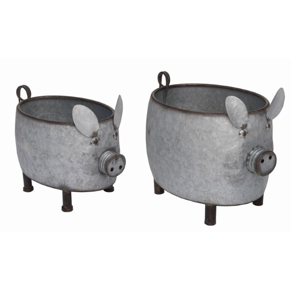 Metal Country Pig Planters