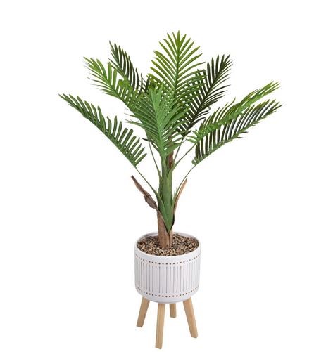  Artificial Areca Palm in Ceramic Planter on Wood Stand