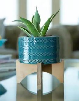 Arrow Planter W/Stand Glass Teal