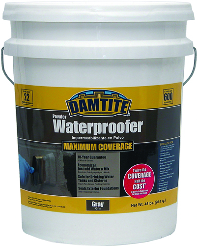 DAMTITE 02451 Powder Waterproofer, Powder, Gray, 45 lb Pail