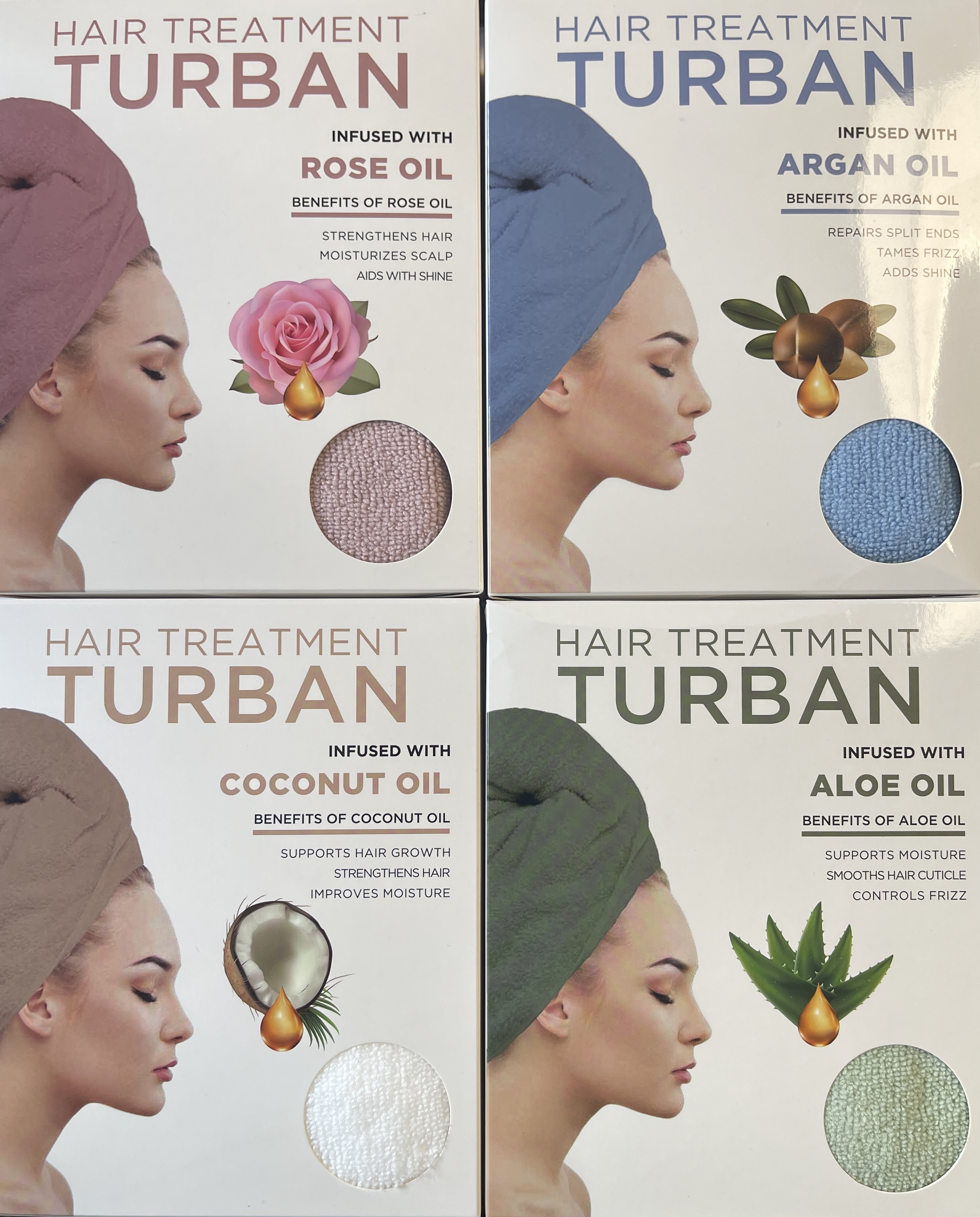 HAIR TREATMENT TURBAN INFUSED ESSENTIAL OIL (ASSORTED)