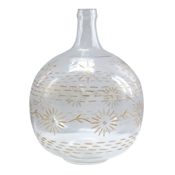 Glass Etched Flowers MED Vase