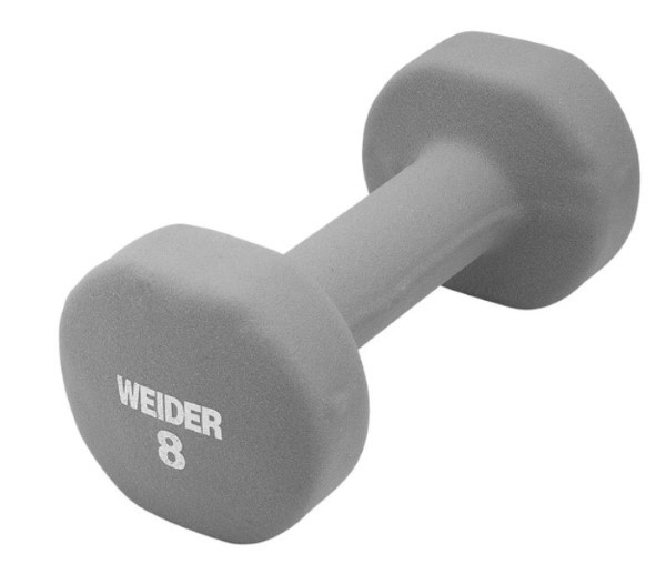 Weider 8 lb. Neoprene Dumbbell with Square Anti-Roll Design