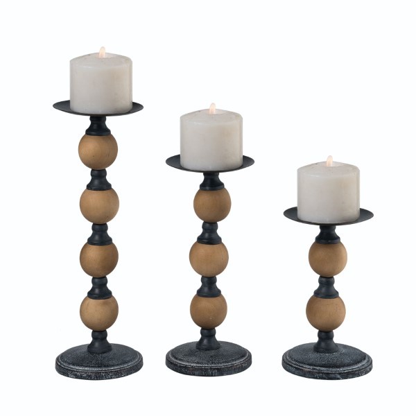 Metal/Wood Bead Candle Holder