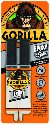 Gorilla 4200102 Epoxy Glue, Translucent, 0.85 oz Syringe