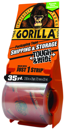 Gorilla 6045002 Tough and Wide Packaging Tape, 35 yd L, 2.83 in W, 3.4 mil