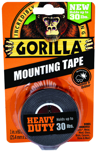 Gorilla 6055002 Heavy-Duty Mounting Tape, 60 in L, 1 in W, Black