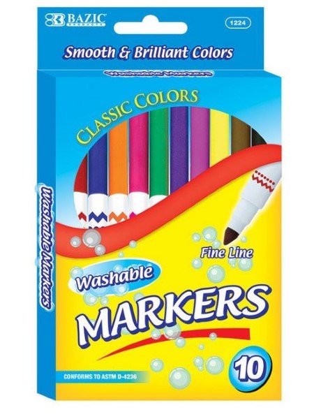 BAZIC WASHABLE MARKER 10PC