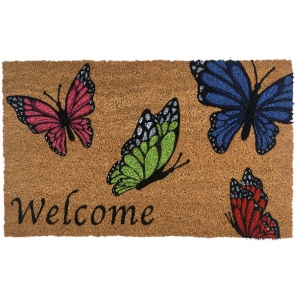 18X28 COIR MAT WELCOME BUTTERFLI