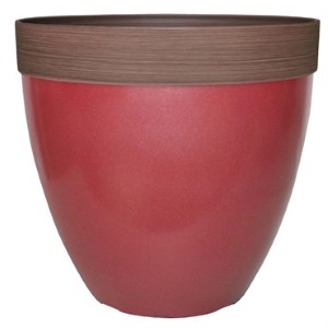 PLANTER PLASTIC GLOSSY RED 15"