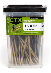 1CTX155 T-30# 15" x 5" Construction Lag Screw Bronze, 100 ct