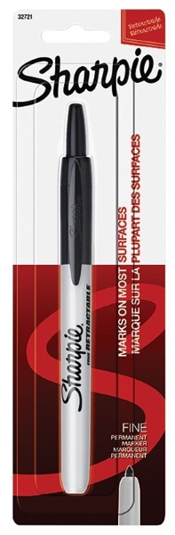 Sharpie Plastic Barrel Fine Point Retractable Permanent Marker | Black