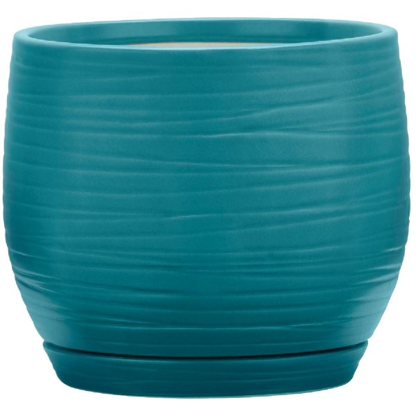 Southern Patio Jasper 8 In. Ceramic Teal Planter