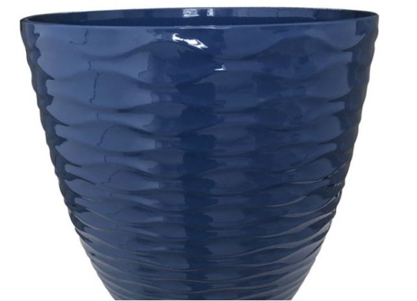 PLANTER PLASTIC GLOSSY NAVY 15"