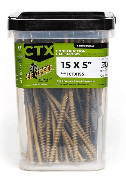 15 X 5 BRONZE LAG SCREW 100/JAR