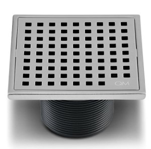 LAGOS SERIES MIRA LINE 4" SQUARE DRAIN, SATIN FINISH