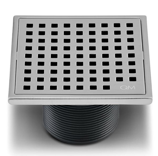 LAGOS SERIES MIRA LINE 4" SQUARE DRAIN, SATIN FINISH