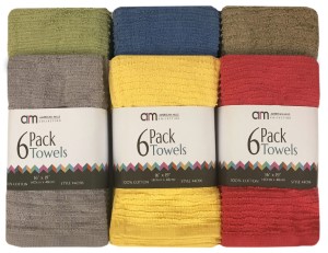 TOWEL 16X19 6PK ASSORTED