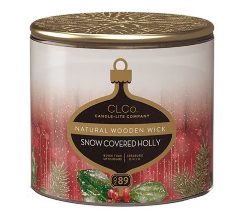 CANDLE SNOW COVER HOLLY 14oz